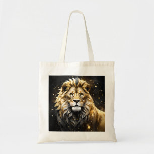 Majestic Gold And Grey Male Lion, Tote Bag