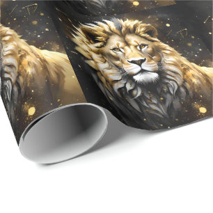 Majestic Gold And Grey Male Lion, Wrapping Paper