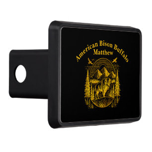 Majestic Gold Buffalo in Mountain Landscape Trailer Hitch Cover