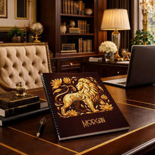 Majestic Gold Lion Spiral Notebook