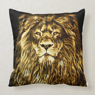 Majestic Gold Lion Throw Pillow