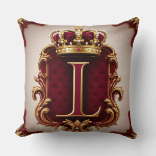 Majestic Gold Monogram With Crown On Regal Velvet Throw Pillow