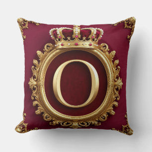 Majestic Gold Monogram With Crown On Regal Velvet Throw Pillow