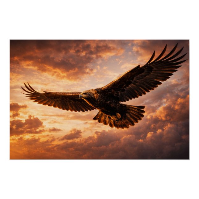 Majestic Golden Eagle – Flight in Dramatic Sky Poster (Front)