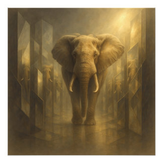 Majestic Golden Elephant in a Mirror Maze – GeoWil Photo Print