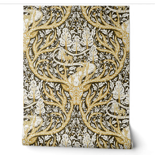 Majestic Golden Forest with Deer Antler & Foliage Wallpaper