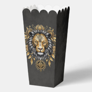 Majestic golden lion head with black mane.  favor box