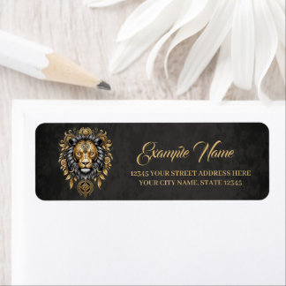 Majestic golden lion head with black mane. Fine ar