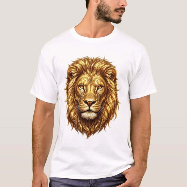 Majestic Golden Lion King Art T-Shirt (Front)