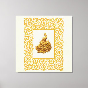Majestic golden peacock canvas print