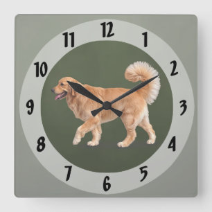 Majestic Golden Retriever Square Wall Clock