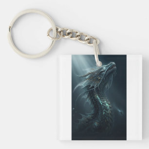 Majestic Golden Scale Sea Dragon - Deep Ocean Guar Keychain