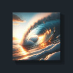 Majestic Golden Sunset Barrel Wave - Glowing Ocean Canvas Print<br><div class="desc">A stunning digital masterpiece capturing a perfect barrel wave illuminated by the warm, radiant glow of a setting sun. The contrast between the soft sea foam and the brilliant golden light reflecting inside the wave's tunnel creates a magical and serene atmosphere. Ideal for high-end coastal home decor, luxury wall art,...</div>