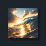 Majestic Golden Sunset Ocean Wave - Radiant Dramat Canvas Print<br><div class="desc">A breathtaking digital masterpiece capturing a massive ocean wave illuminated by the intense, warm glow of a setting sun. The combination of the translucent water and the dramatic, sun-drenched clouds creates a powerful and ethereal atmosphere. Ideal for luxury coastal interiors, high-end wall art, or as an inspiring focal point in...</div>