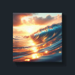 Majestic Golden Sunset Ocean Waves - Ethereal Canvas Print<br><div class="desc">A breathtaking digital artwork featuring rolling ocean waves shimmering under the intense golden light of a setting sun. The intricate reflections on the water and the soft, cloud-filled sky evoke a sense of peace and natural splendor. Perfect for high-end residential decor, spa environments, or as a radiant focal point in...</div>