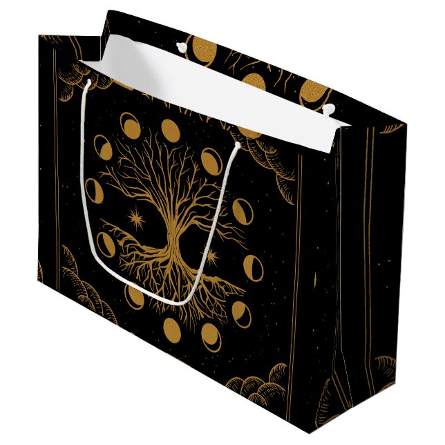 Majestic golden Tree of Life Large Gift Bag (Front Angled)