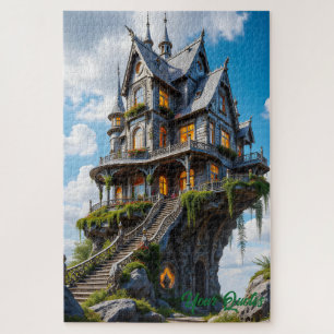 Majestic Gothic Mansion on Cliff Edge Jigsaw Puzzle