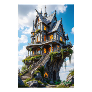 Majestic Gothic Mansion on Cliff Edge Photo Print