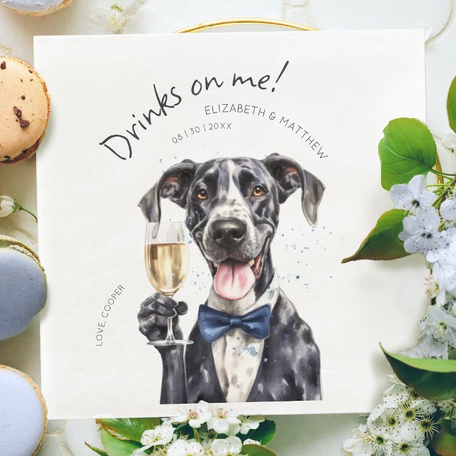 Majestic Great Dane Waiter Watercolor Customizable Napkin (Creator Uploaded)