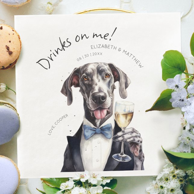 Majestic Great Dane Waiter Watercolor Customizable Napkin (Creator Uploaded)