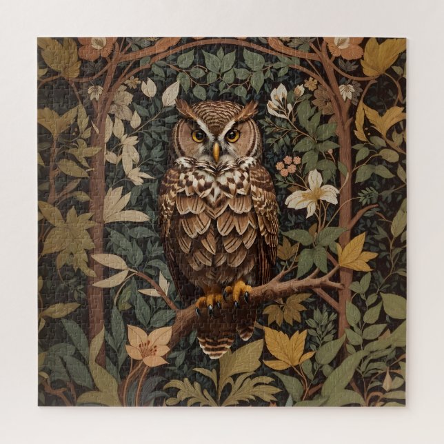 Majestic Great Horned Owl Forest Jigsaw Puzzle (Vertical)