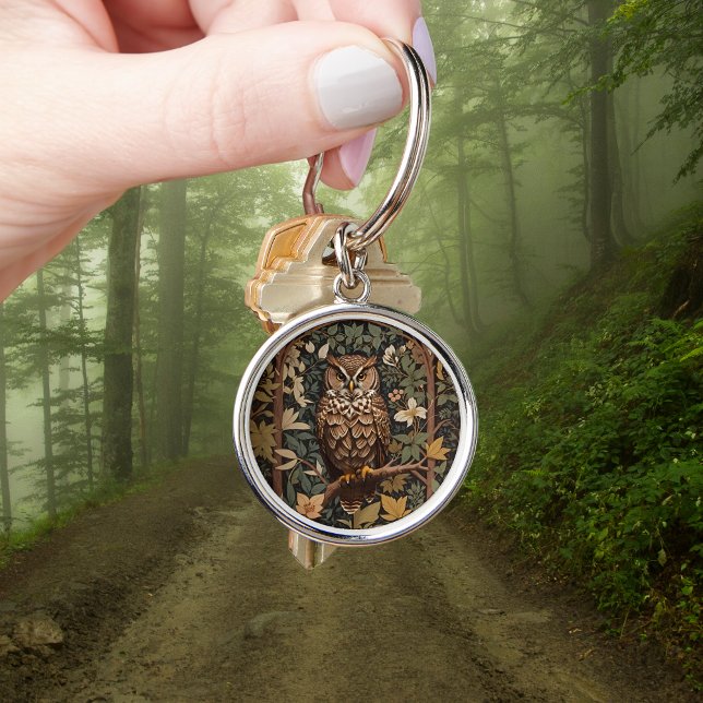 Majestic Great Horned Owl Forest Keychain (Creator Uploaded)
