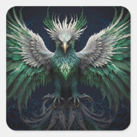 Majestic Green & White Phoenix Bird