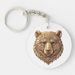 Majestic Grizzly Bear Acrylic Keychain, Regal Wild Keychain