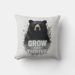 Majestic Growth Black Bear Art Throw Pillow