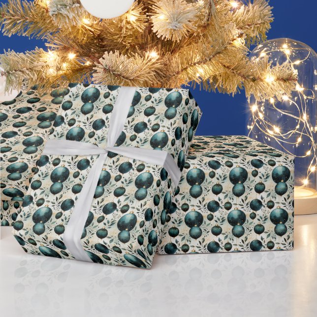 Majestic Harmony: Green and Gold Wrapping Paper (Holidays)