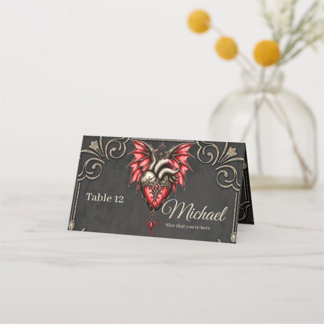 Majestic heart, a Gothic Romance Place Card (Front)