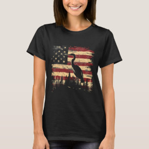 Majestic Heron 4th Of July American Flag Nature Sc T-Shirt