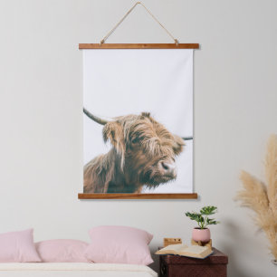 Majestic Highland cow portrait Hanging Tapestry