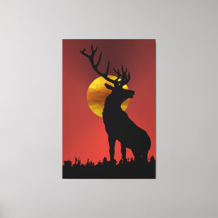 Majestic Horned Deer in Golden Sunlight Canvas Print