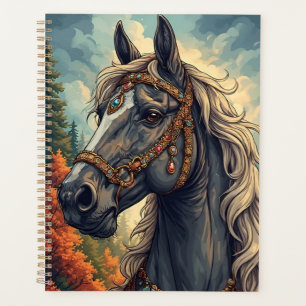 Majestic Horse Adorned With Golden Bejeweled Planner