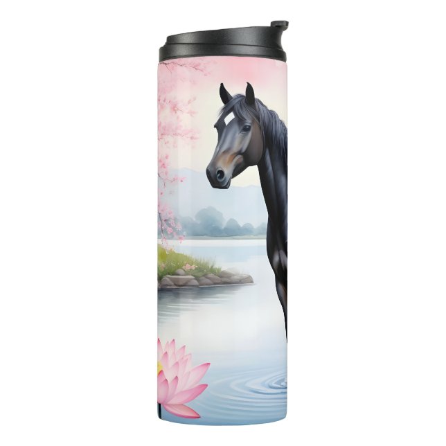 Majestic horse and beauty of lotus thermal tumbler (Rotated Left)