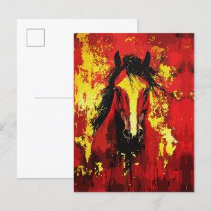 Majestic Horse – Fiery Spirit in Gold and Red Postcard