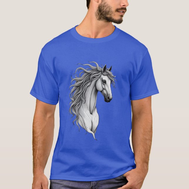 Majestic Horse Head with Intricate Linework family T-Shirt (Front)