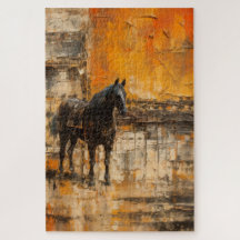 Majestic Horse in Abstract Sunset