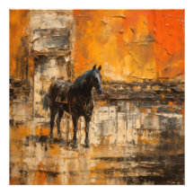 Majestic Horse in Abstract Sunset
