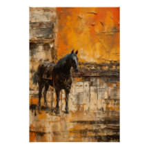 Majestic Horse in Abstract Sunset