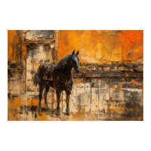 Majestic Horse in Abstract Sunset