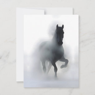 Majestic Horse in the Fog – Minimalist Abstract Postcard