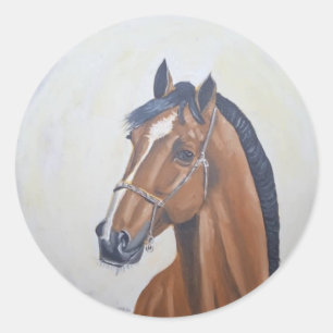 Majestic Horse Portrait T-Shirt Classic Round Sticker