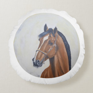Majestic Horse Portrait T-Shirt Round Pillow