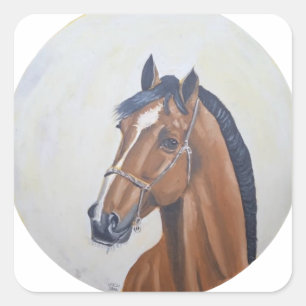 Majestic Horse Portrait T-Shirt Square Sticker