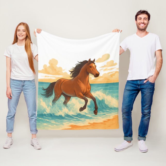 Majestic Horse Rising from the Sea Power and Free Fleece Blanket (In Situ)