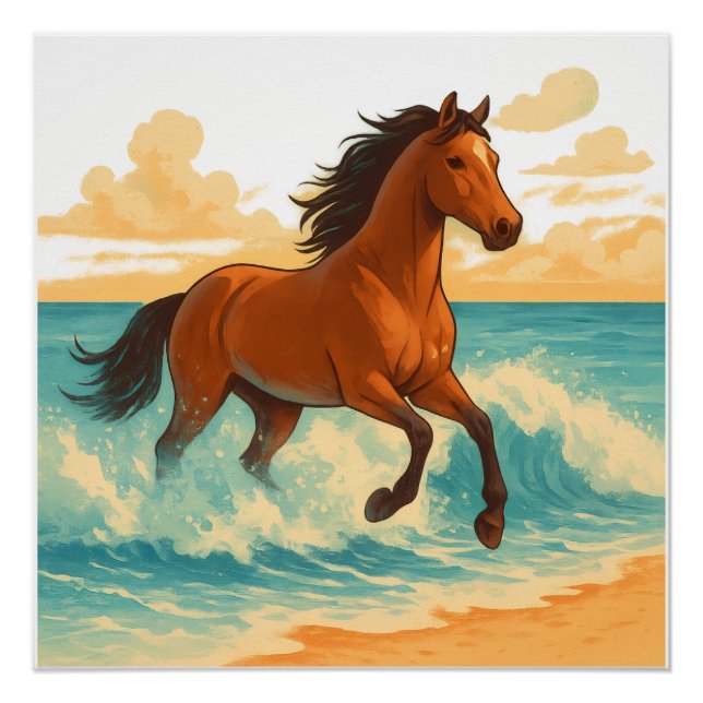 Majestic Horse Rising from the Sea Power and Free Poster (Front)