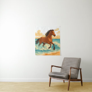 Majestic Horse Rising from the Sea Power and Free Tapestry