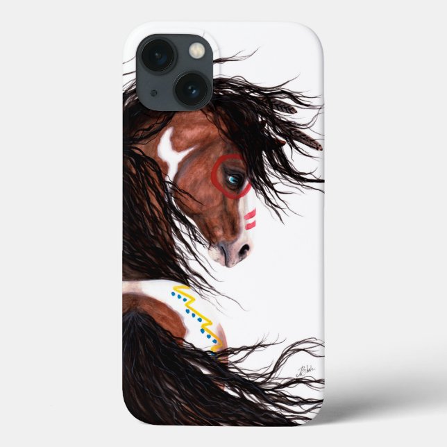 Majestic Horse Two Feather by Bihrle Cell Case (Back)